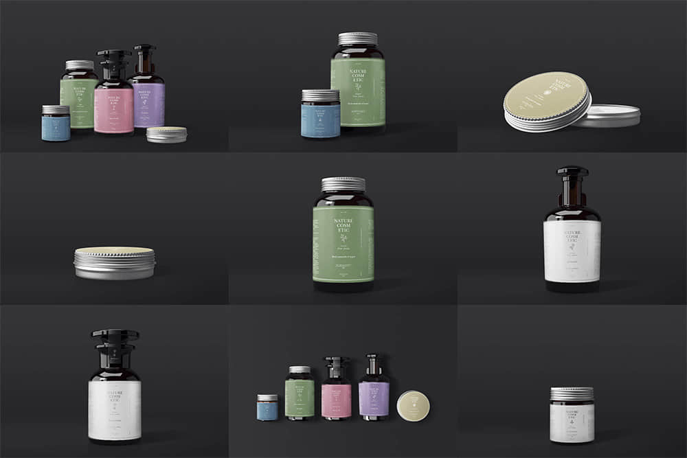 化妆品护肤品香薰瓶PSD模板样机精油瓶样机效果图