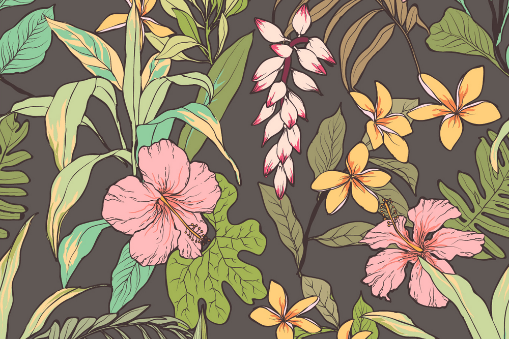 热带植物矢量背景设计素材ins风格背景图案