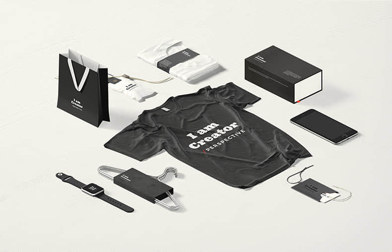 服装品牌VIS形象展示T恤样机PSD模板衣架手表样机素材